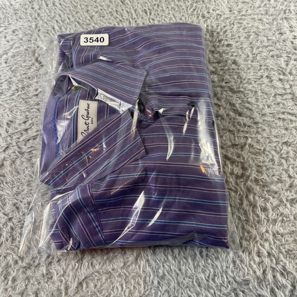 Robert Graham Purple Blue Stripe Dress Shirt Mens 16.5 42 100% Cotton Button Up - Picture 9 of 9